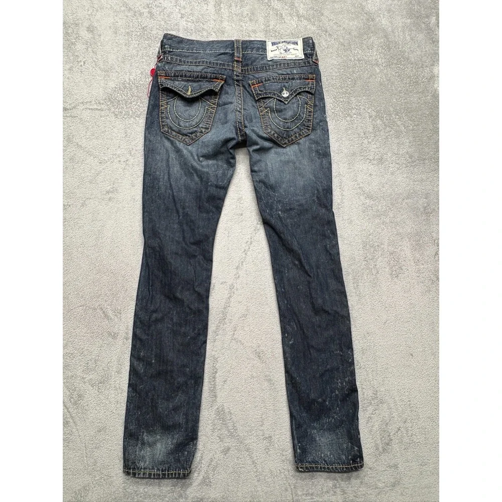 True Religion Skinny WFLP‎ Old Multi Jeans Mens Blue Measured 33x34 Denim Flap